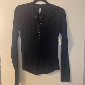 Free People Long Sleeve Henley Tee